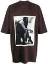 Rick Owens Drkshdw Printed Level T-shirt In Brown