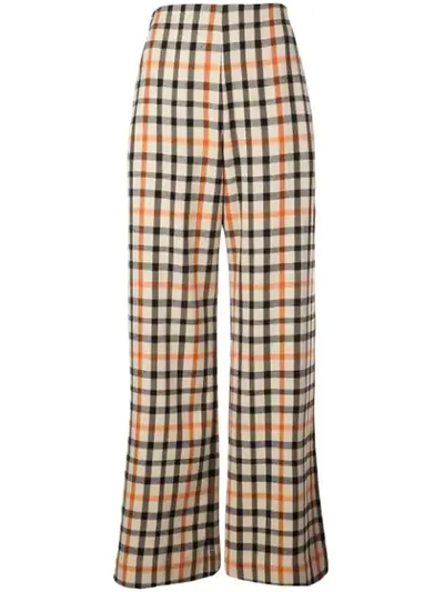 Baum Und Pferdgarten High-waist Checked Trousrs In Brown