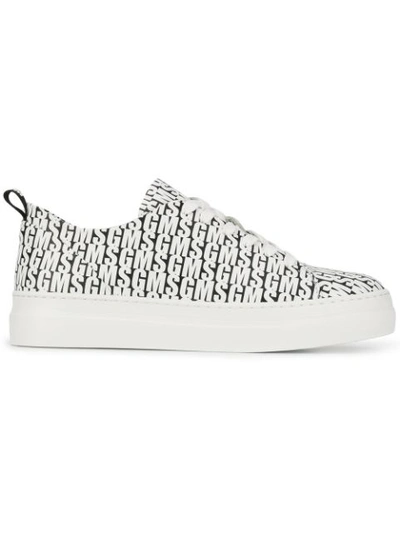 Msgm Logo Printed Lace-up Trainers In White