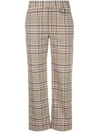 Nomia Plaid Pattern Straight Leg Trousers In Brown