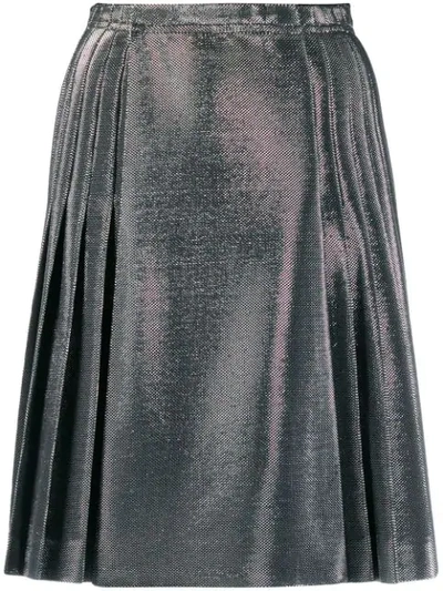 Ermanno Scervino Lurex Pleated Skirt In Silver