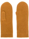 Isabel Marant Ribbed Mittens In Yellow