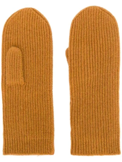 Isabel Marant Ribbed Mittens In Yellow