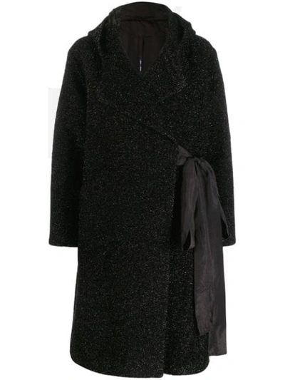 Sara Lanzi Glittered Coat In Black