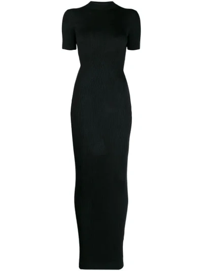 Vera Wang Short-sleeve Fitted Dress In Black