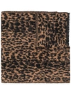Saint Laurent Jacquard Leopard Print Scarf In Brown