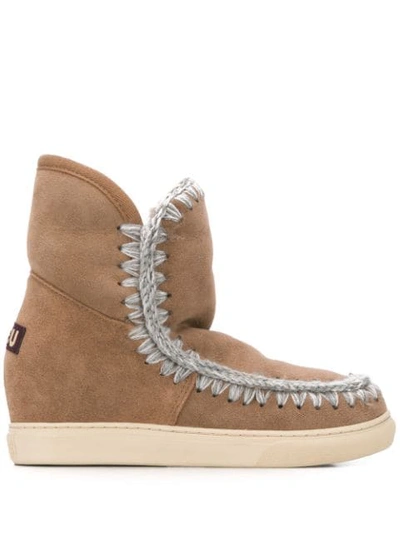 Mou Fly Stitch Boots In Brown