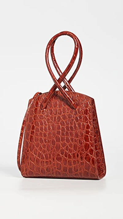 Little Liffner Twisted Croc-embossed Leather Wristlet In Red Croc