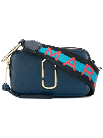 Marc Jacobs Snapshot Leather Shoulder Bag In Blue