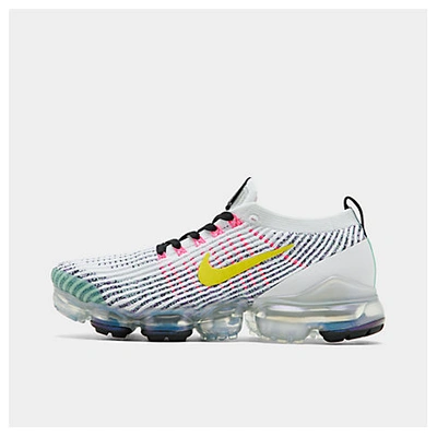 Nike Men's Air Vapormax Flyknit 3 Running Shoes In White/dynamic Yellow/hyper Turquoise