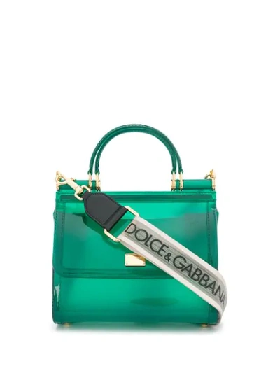 Dolce & Gabbana Sicily Small Transparent Tote In 80538 Verde Smeraldo