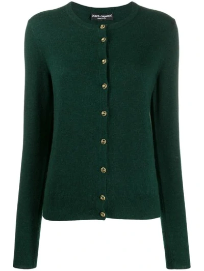 Dolce & Gabbana Logo Button Cardigan In Green