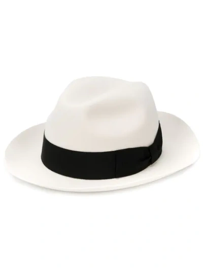 Dolce & Gabbana Contrast Band Trilby In White