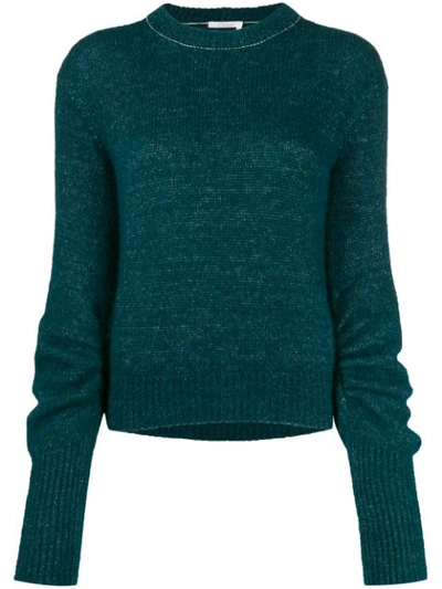 Chloé Ruched Sleeve Knitted Jumper In Green
