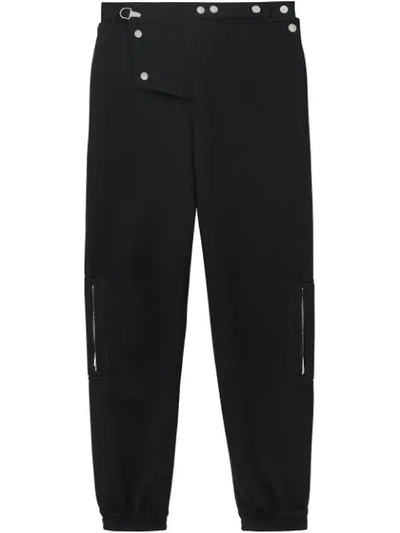 Burberry Press-stud Detail Neoprene Trousers In Black