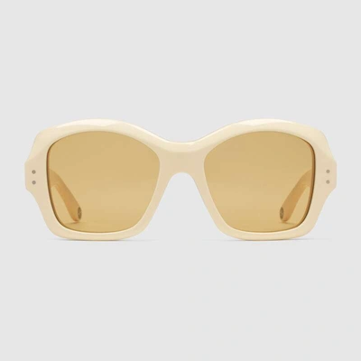 Gucci Square Acetate Sunglasses In White