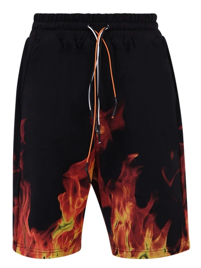 Ihs "flames" Cotton Bermuda Shorts In Black