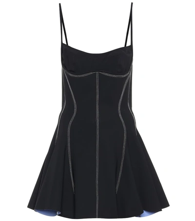 Mugler Bustier Skater Jersey Mini Dress In Black