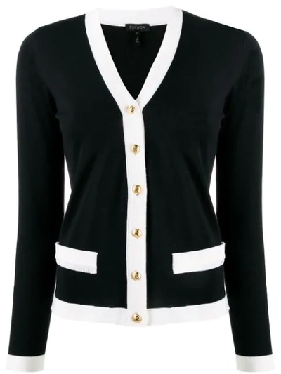 Escada Sebill Contrast Trim Cardigan In Black