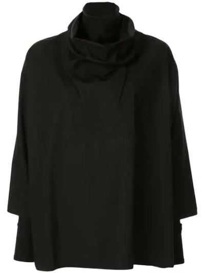 Nehera Funnel Neck Oversized Shirt In Black