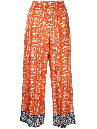 Escada Twila Print Cropped Trousers In Orange