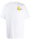 Palm Angels T-shirt Mit Sicherheitsetikett In White