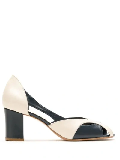 Sarah Chofakian Sanda Leather Pumps In Blue