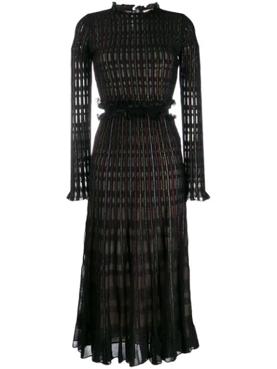 Alexander Mcqueen Metallic Striped Long Dress In 1012