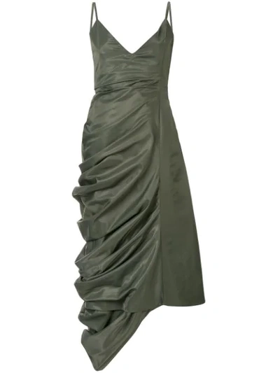 Y/project Asymmetric Drape Dress In Green