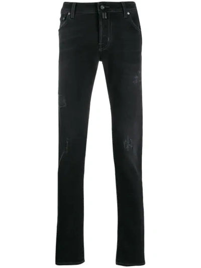 Jacob Cohen Distressed Slim-fit Jeans In Black