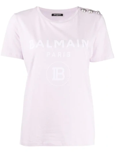 Balmain Logo-print T-shirt In Pink