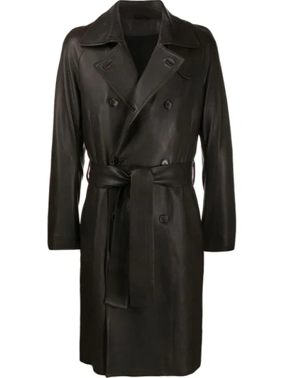 Ann Demeulemeester Double-breasted Belted Coat In Brown