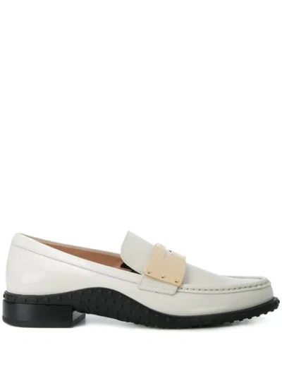 Tod's Patent Leather Penny Loafers In White
