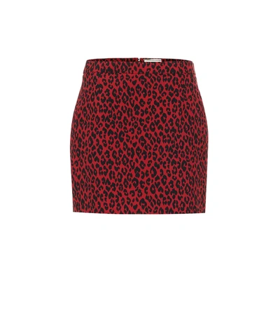 Saint Laurent Animal Print Fitted Mini-skirt In Red