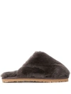 Mou Faux-fur Slides In Grey