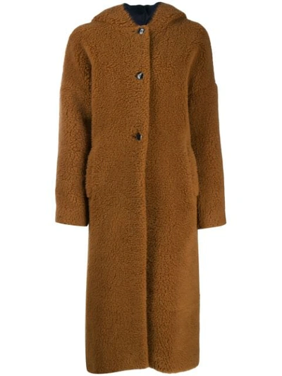 Inès & Maréchal Single-breasted Hooded Coat In Brown