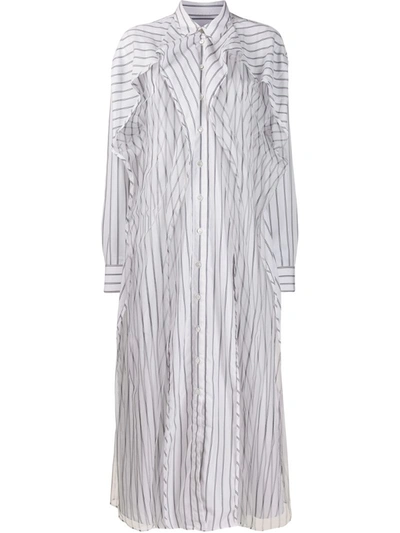Y/project Striped Oversized Shirt Dress In White