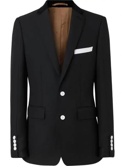 Burberry English Fit Velvet Collar Wool Tailored Jacket In Black
