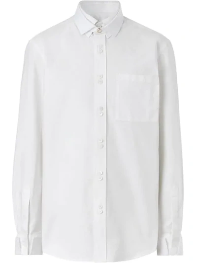 Burberry Classic Fit Detachable Collar Cotton Shirt In White
