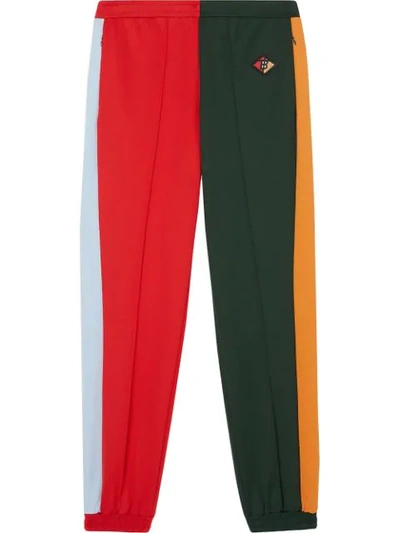 Burberry Logo Graphic Colour Block Jersey Trackpants In Green