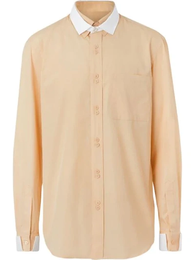 Burberry Classic Fit Detachable Collar Cotton Poplin Shirt In Neutrals
