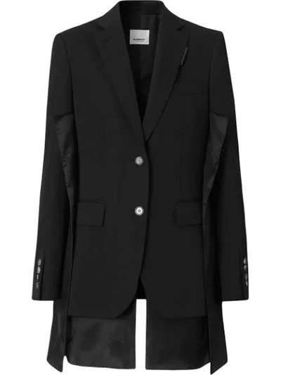 Burberry Logo Panel Detail Wool Tailored Jacket In Black