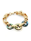 Akola 10k Yellow Goldplated, Abalone & Horn Chain Link Bracelet