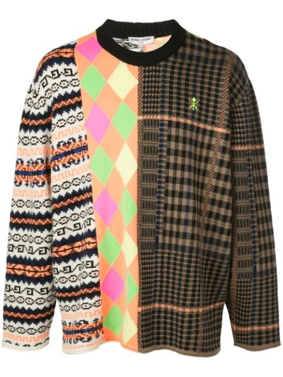 Opening Ceremony Long Sleeve Mix Argyle Jumper In 2 Black Multi