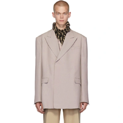 Raf Simons Opening Ceremony Double Breasted Fitted Blazer In Light Violet