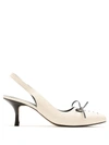 Sarah Chofakian Bow Detail Slingback Pumps In White