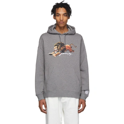 Givenchy Lion Print Hoodie In 055 Ltgryme