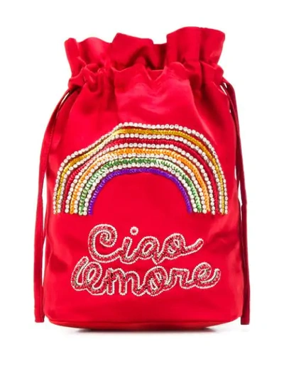 Giada Benincasa Embroidered Mini Bag In Red