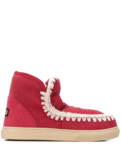 Mou Woven Detail Boots In Chpe Chili Pepper