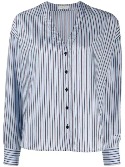 Sandro V-neck Striped Shirt In Blue